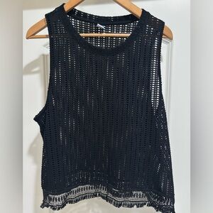 Black Sleeveless Crochet Top
